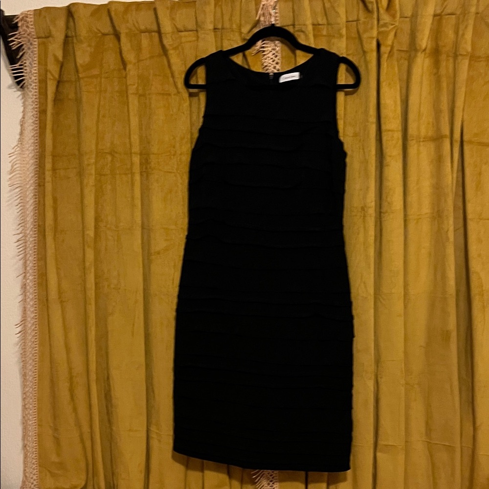 Calvin Klein Elegant Black Layered Midi Dress